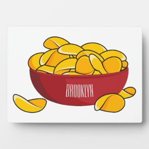 Potato chip cartoon illustration plaque