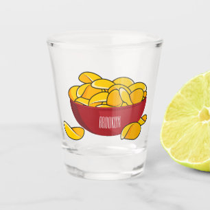 Potato chip cartoon illustration  shot glass