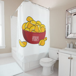 Potato chip cartoon illustration  shower curtain