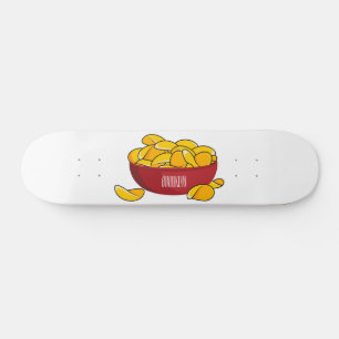 Potato chip cartoon illustration skateboard