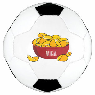 Potato chip cartoon illustration  soccer ball