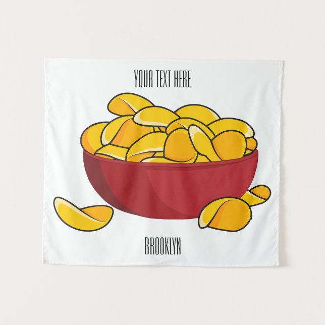 Potato chip cartoon illustration  tapestry (Front (Horizontal))