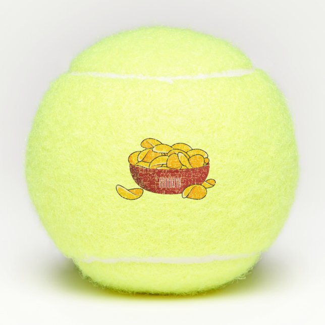 Potato chip cartoon illustration  tennis balls (Front)