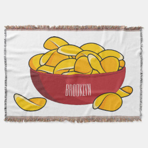 Potato chip cartoon illustration throw blanket
