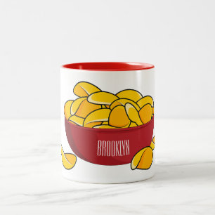 Potato chip cartoon illustration Two-Tone coffee mug