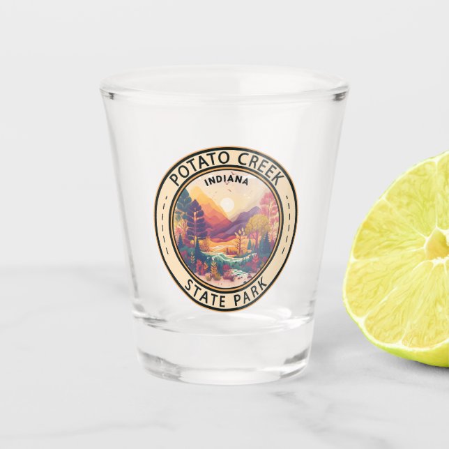 Potato Creek State Park Indiana Emblem Shot Glass (Front)