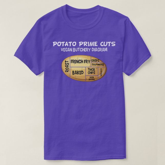Potato Cuts Funny Vegan Lover Butcher  T-Shirt (Design Front)