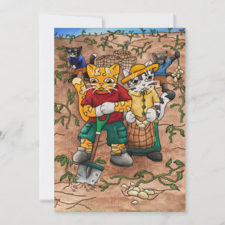 Potato Harvest Gardening and Food Farming Cats Card