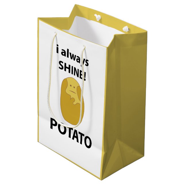 Potato I Always Shine Funny Potato Medium Gift Bag (Front Angled)