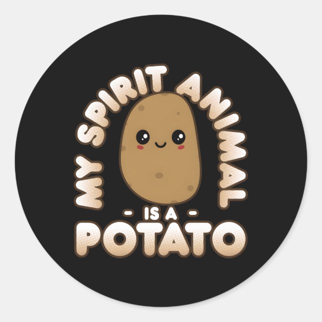 Potato Kawaii My Spirit Animal Is A Potato Classic Round Sticker (Front)