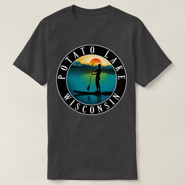 Potato Lake Wisconsin Paddleboarding T-Shirt (Design Front)