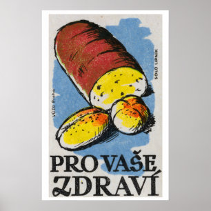 Potato Matchbox Art Print, Czech Vintage Folk Art Poster