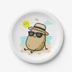 Potato On The Beach Summer Vibes Paper Plate