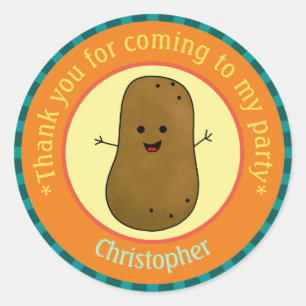 Potato Party Thank You Personalised  Classic Round Sticker