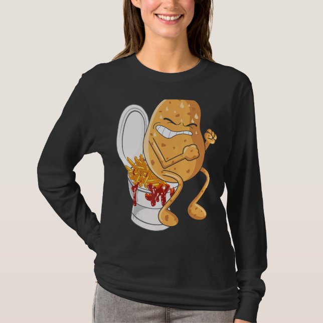 Potato Pooping French Fries Fried Potatoes Food T-Shirt (Front)