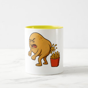 Potato Pooping French Fries l Funny French Fries Two-Tone Coffee Mug