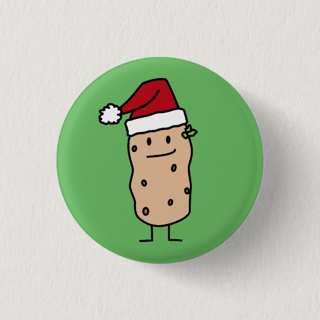 Potato Potatoes wearing Christmas Santa Hat Happy 3 Cm Round Badge (Front)