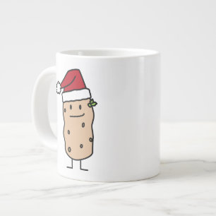 Potato Potatoes wearing Christmas Santa Hat Happy Large Coffee Mug