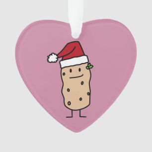 Potato Potatoes wearing Christmas Santa Hat Happy Ornament