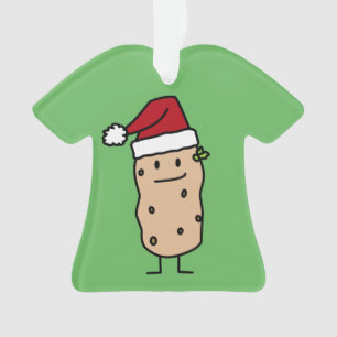 Potato Potatoes wearing Christmas Santa Hat Happy Ornament