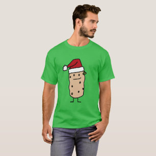 Potato Potatoes wearing Christmas Santa Hat Happy T-Shirt