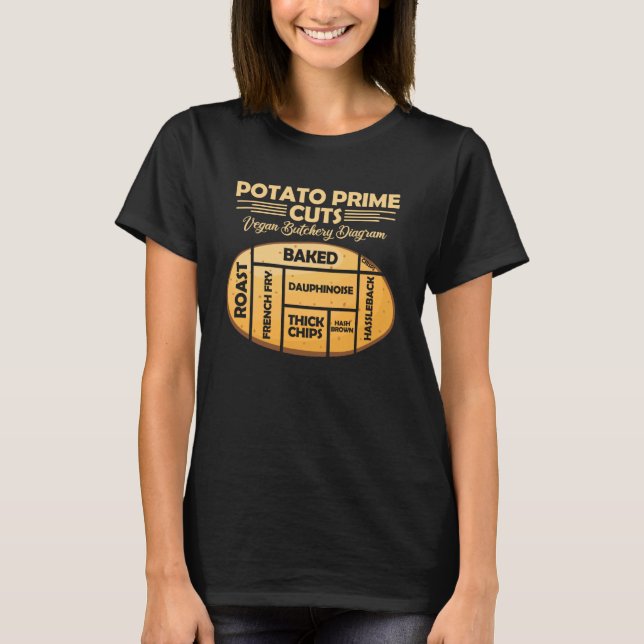 Potato Prime Cuts  Vegan Butcher Vegetarian T-Shirt (Front)