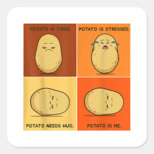 Potato Spud Root Vegetable Tater Vegan Lover Keto Square Sticker