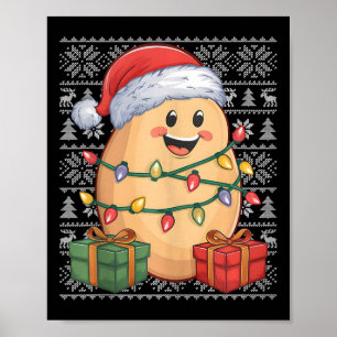 Potato Xmas Sweater Style Ugly Santa Hat Potato Ch Poster