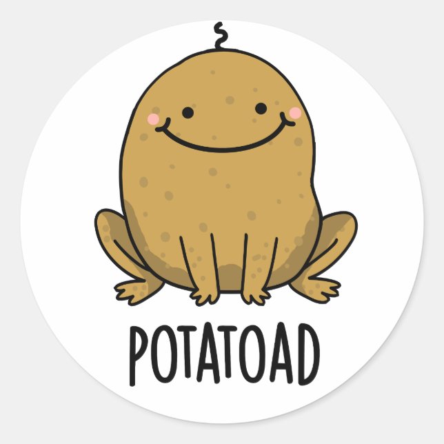 Potatoad Funny Potato Toad Pun  Classic Round Sticker (Front)