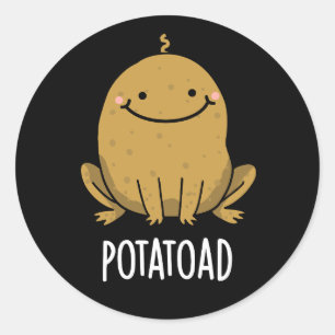 Potatoad Funny Potato Toad Pun Dark BG Classic Round Sticker