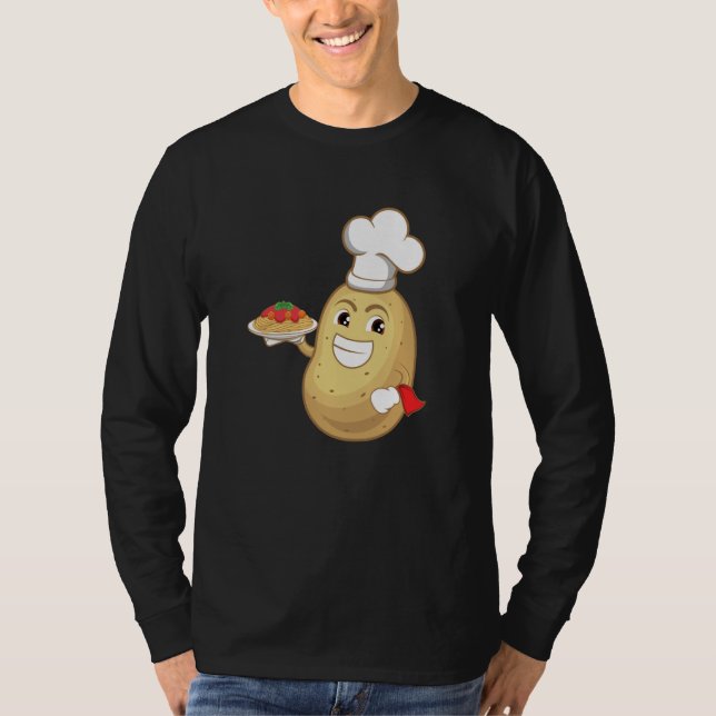 Potatoe Serving Spaghetti Restaurant Hobby Chef T-Shirt (Front)