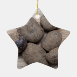 Potatoes on rustic wood Concept Ceramic Tree Decoration