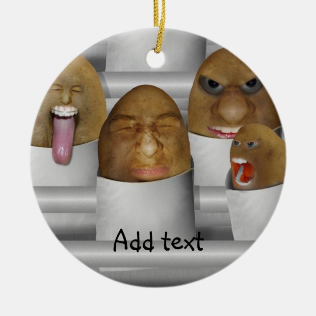 Potatoes On The Line Ceramic Tree Decoration (Front)