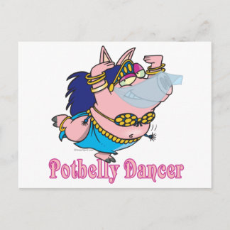 potbelly pig belly dancer funny piggy postcard