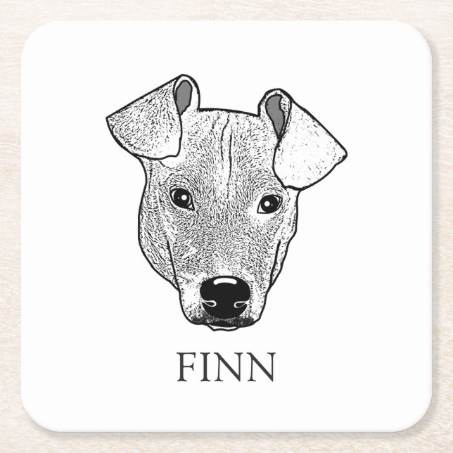  Potcake Dog Personalised Hand Drawing Square Paper Coaster (Front)