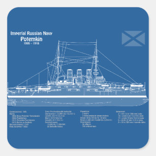 Potemkin - Ship Blueprint Plans ABD Square Sticker