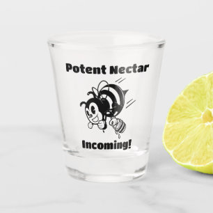 Potent Nectar Incoming! Busy Bee Buckets Cartoon Shot Glass