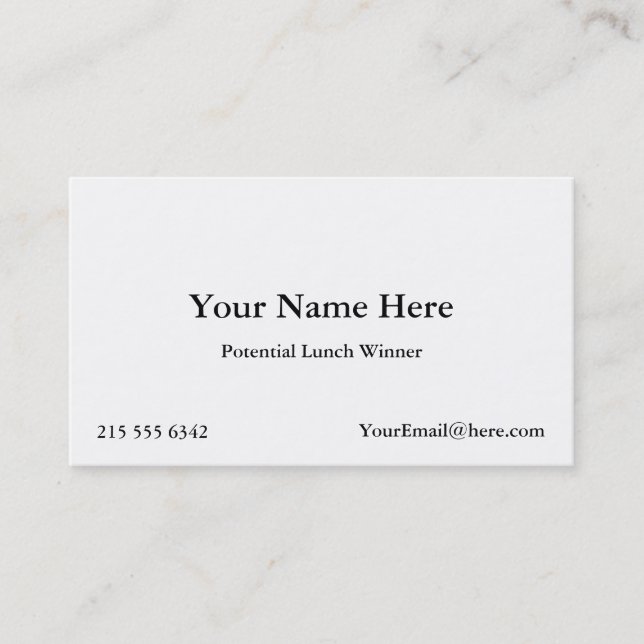 Potential Lunch Winner Business Cards (Front)