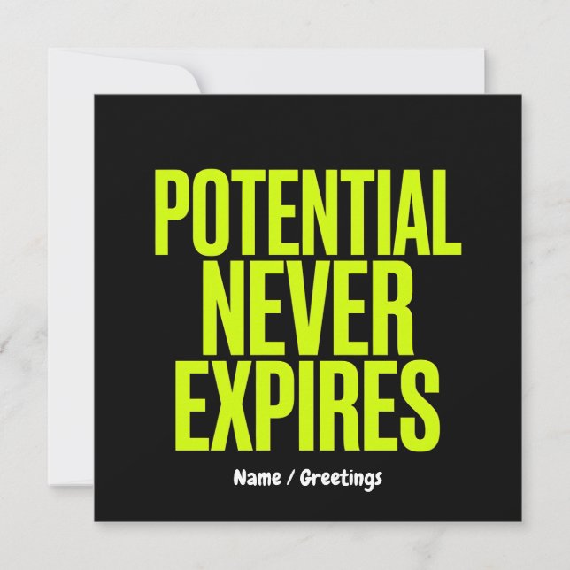 Potential Never Expires Bold Growth Mindset  Invitation (Front)