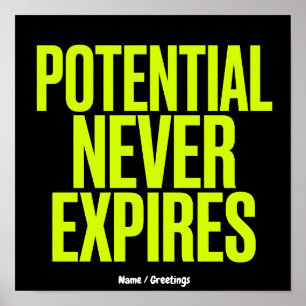 Potential Never Expires Bold Growth Mindset Poster