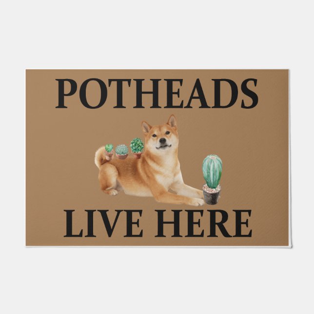 Potheads Live Here, Dog Gift Lover Akita Doormat (Front)