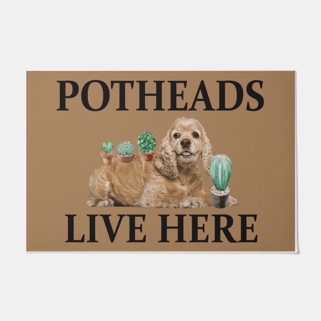 Potheads Live Here, Dog Gift Lover Cocker Doormat (Front)