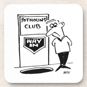 Potholing Club Entrance in the Floor Cartoon Coaster
