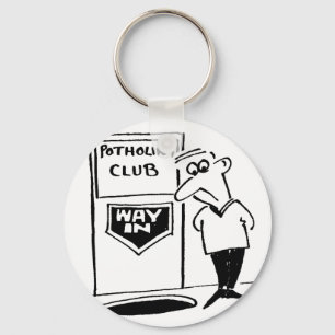 Potholing Club Entrance in the Floor Cartoon Key Ring