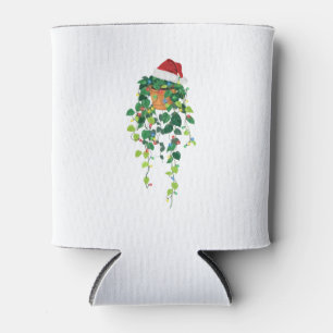 Pothos Hanging Plant Santa Hat Christmas Lights Can Cooler