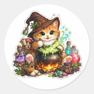 Potion Brewing Witch Cat Sticker
