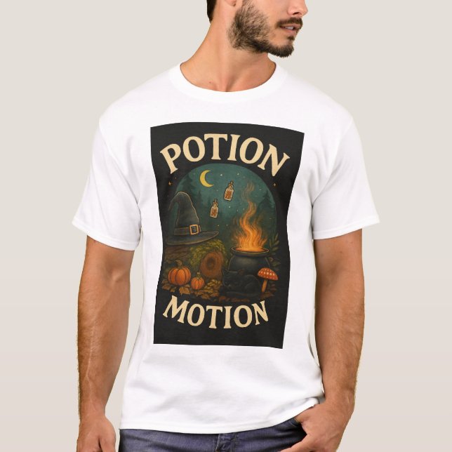 “Potion Motion” – Whimsical Witchy Halloween  T-Shirt (Front)