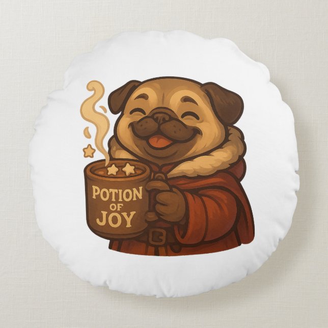 Potion of Joy Pug Pillow | Cute Cozy Christmas Dog (Front)