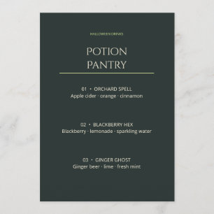 Potion Pantry Editable Halloween Drinks Menu Card