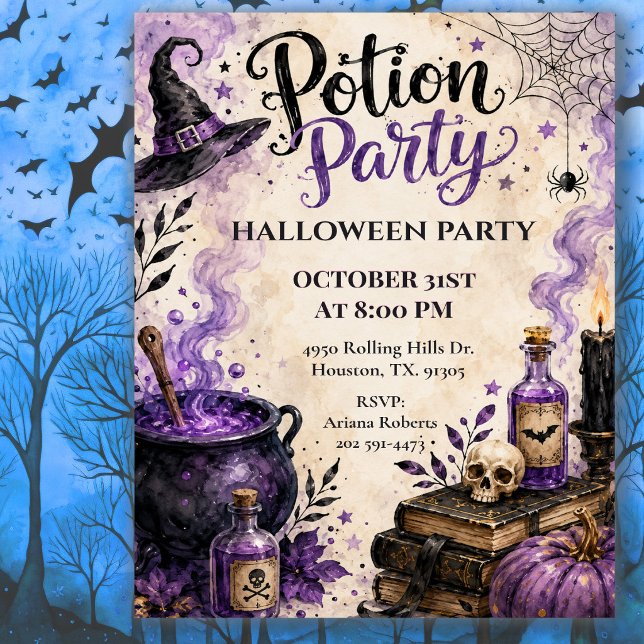 Potion Party Halloween Party Celebration Invitation (Creator Uploaded)